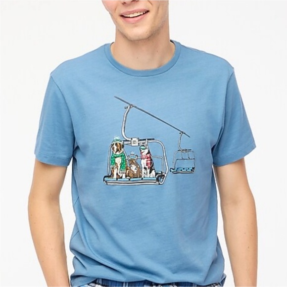 J. Crew Factory Other - NWT J Crew Factory Dog ski lift graphic blue cotton tee winter Sold out XL